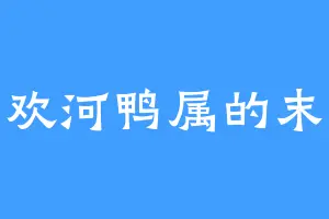 喜欢河鸭属的末巫