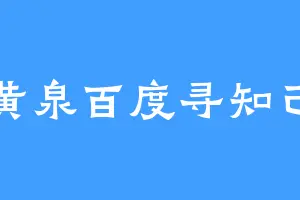 黄泉百度寻知己