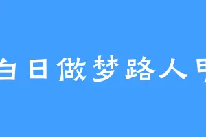 白日做梦路人甲
