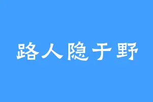 路人隐于野